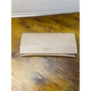 Max Mara tan beige pebbles leather old money eyeglass case luxe